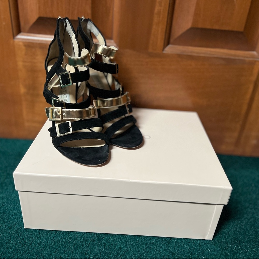 Jimmy Choo Bubble Suede and Patent Leather Heels Size 37.5